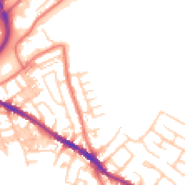 Daytime road noise heatmap for SK1 4BQ