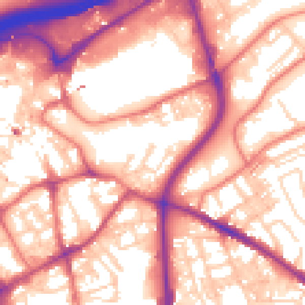 Daytime road noise heatmap for SK1 4BU