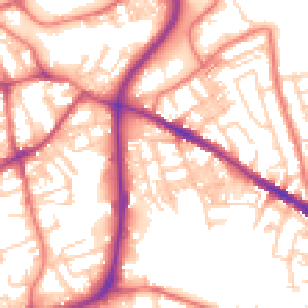 Daytime road noise heatmap for SK1 4DX