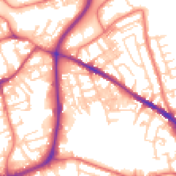 Daytime road noise heatmap for SK1 4EA
