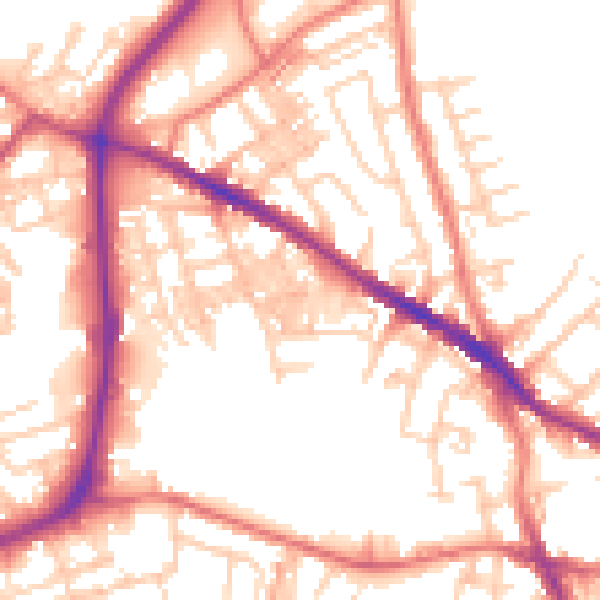 Daytime road noise heatmap for SK1 4EH