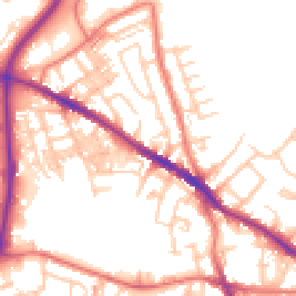 Daytime road noise heatmap for SK1 4HE