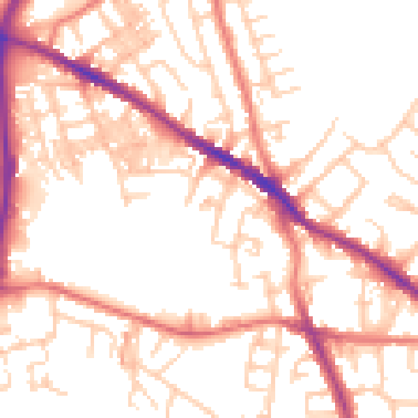 Daytime road noise heatmap for SK1 4JD