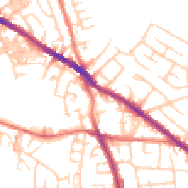 Daytime road noise heatmap for SK1 4JT