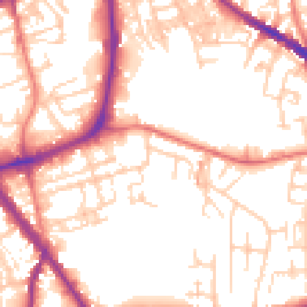 Daytime road noise heatmap for SK1 4LS