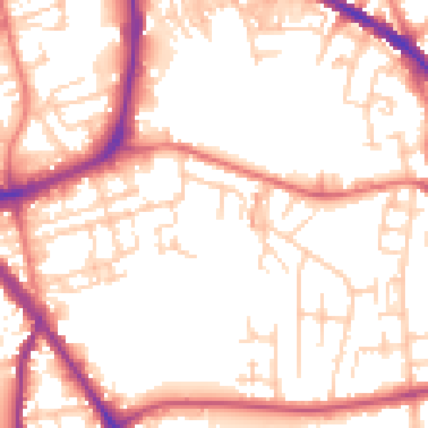 Daytime road noise heatmap for SK1 4NA