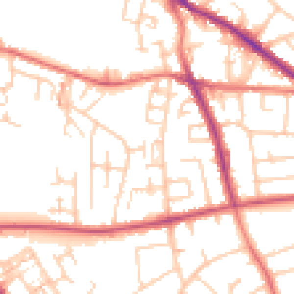 Daytime road noise heatmap for SK1 4NP