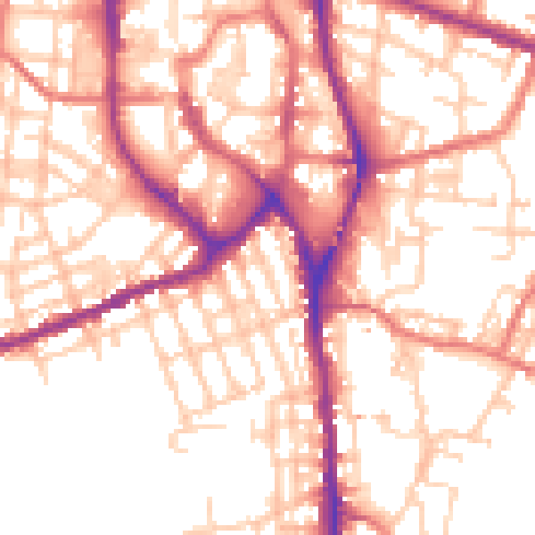 Daytime road noise heatmap for SK11 6SY