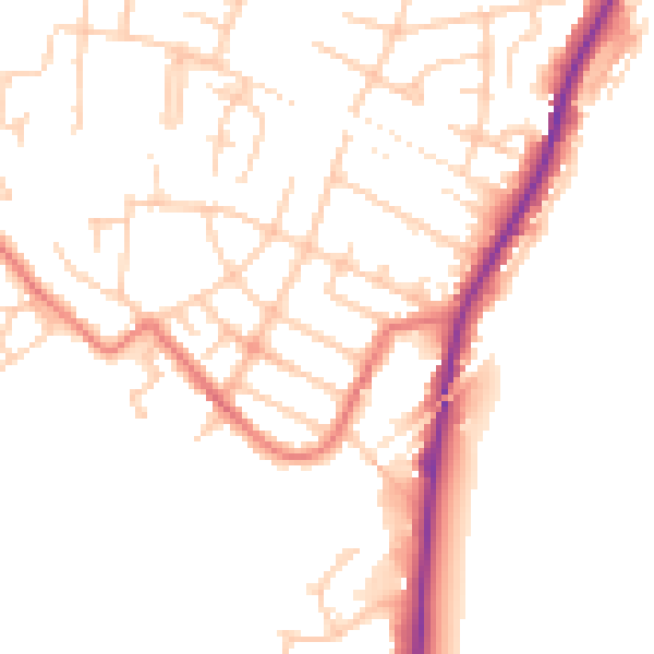Daytime road noise heatmap for SK11 7TW