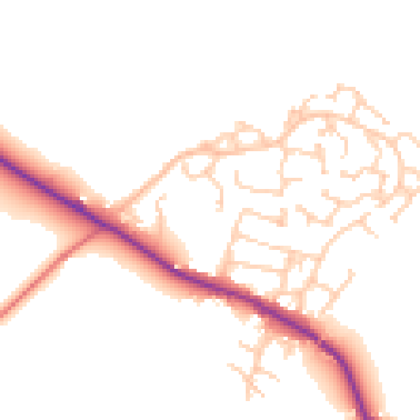Daytime road noise heatmap for SK11 9BF