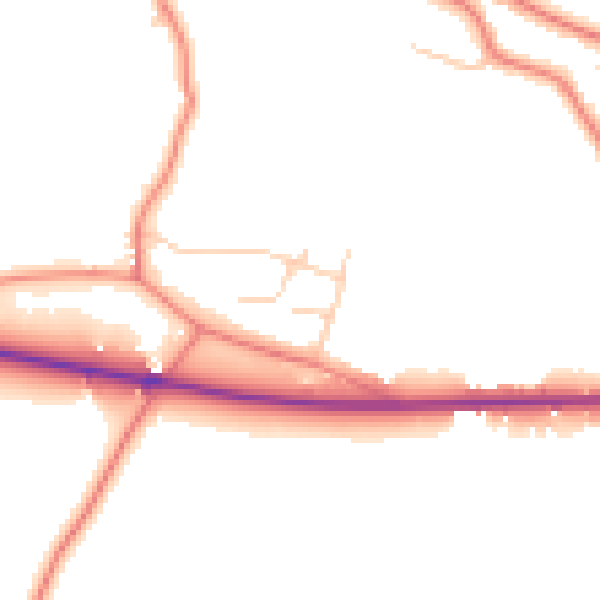 Daytime road noise heatmap for SK11 9PA