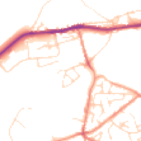 Daytime road noise heatmap for SK13 1AD