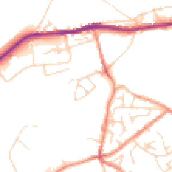 Daytime road noise heatmap for SK13 1AP