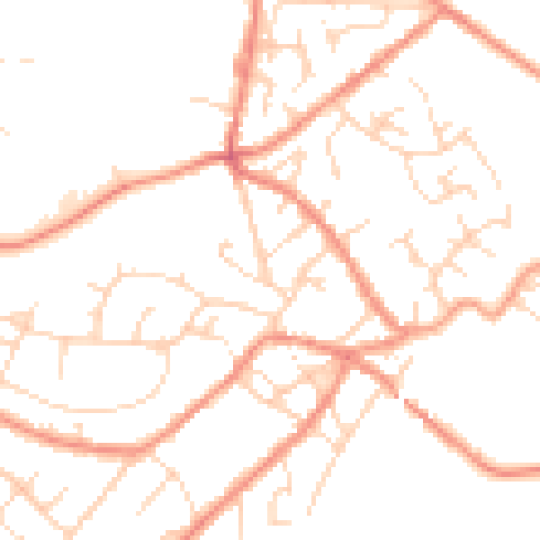Daytime road noise heatmap for SK13 1GD