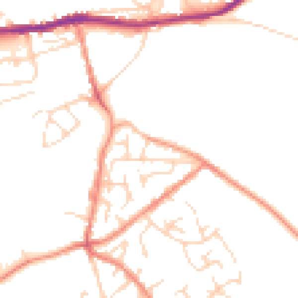 Daytime road noise heatmap for SK13 1HB