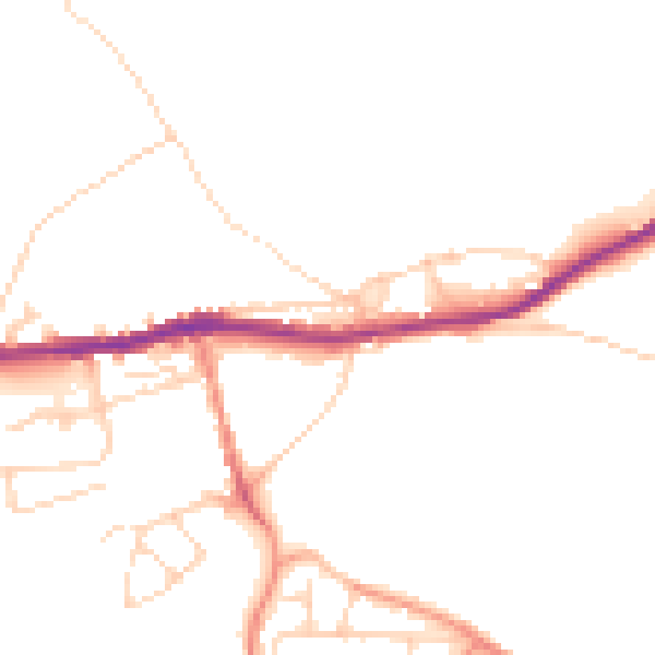 Daytime road noise heatmap for SK13 1LL