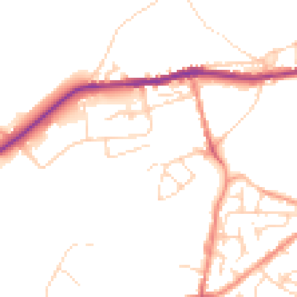 Daytime road noise heatmap for SK13 1LN