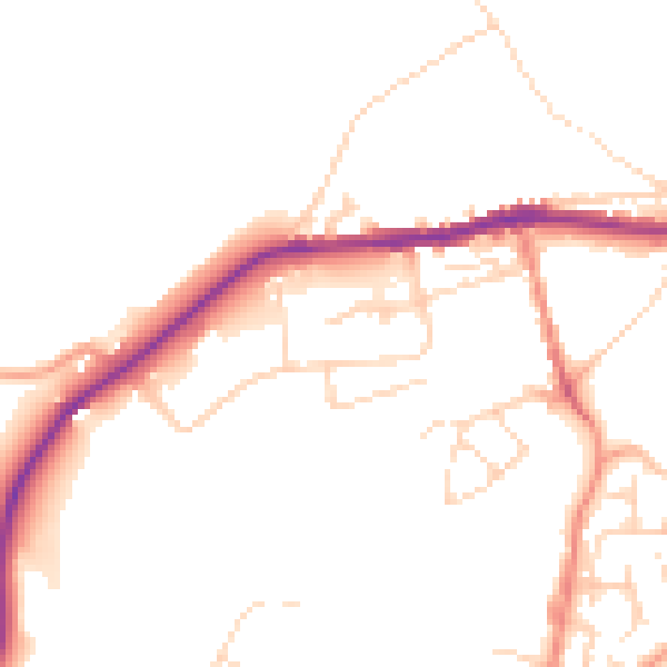Daytime road noise heatmap for SK13 1LU