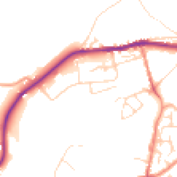 Daytime road noise heatmap for SK13 1LY