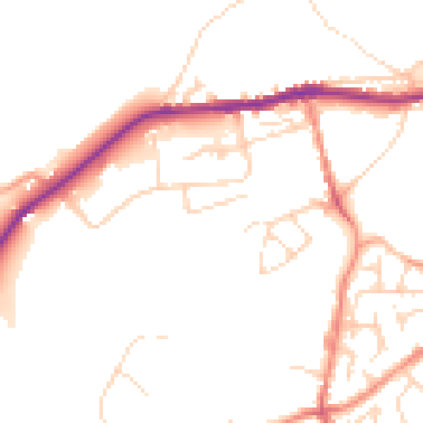Daytime road noise heatmap for SK13 1LZ