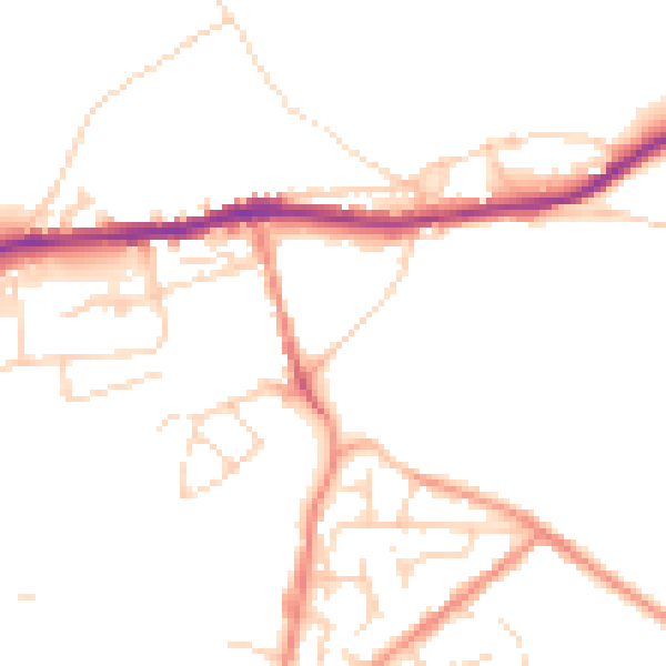 Daytime road noise heatmap for SK13 1NQ