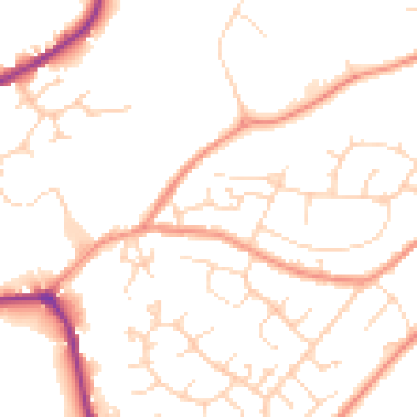 Daytime road noise heatmap for SK13 1PR