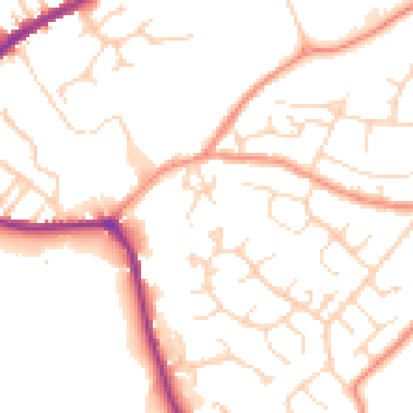 Daytime road noise heatmap for SK13 1QA