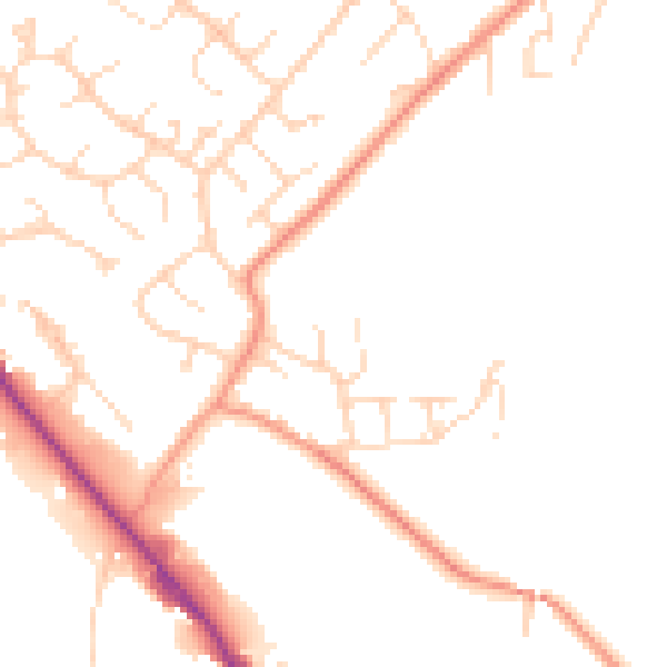 Daytime road noise heatmap for SK13 2BG