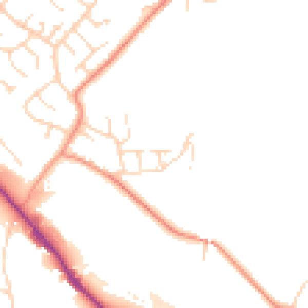 Daytime road noise heatmap for SK13 2BL