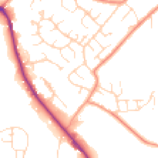 Daytime road noise heatmap for SK13 2BP