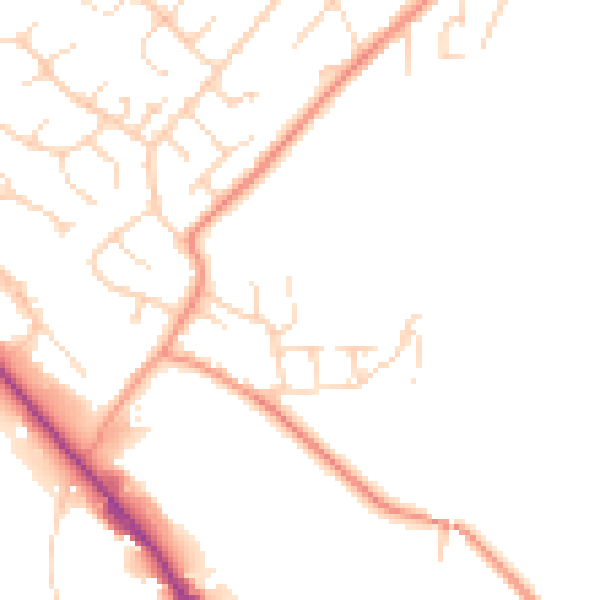 Daytime road noise heatmap for SK13 2BQ