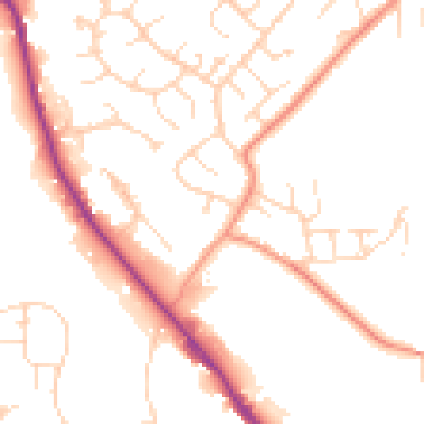 Daytime road noise heatmap for SK13 2BW