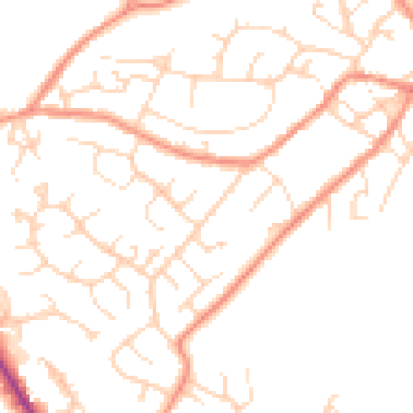 Daytime road noise heatmap for SK13 2DT