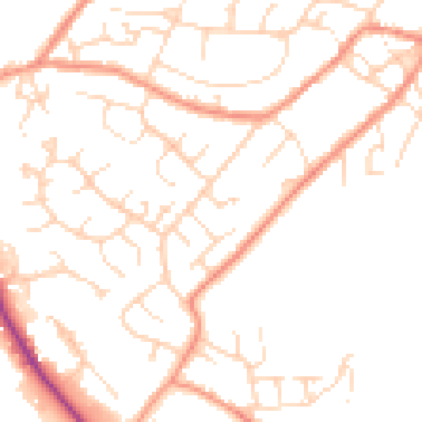 Daytime road noise heatmap for SK13 2DX