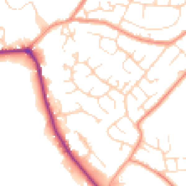 Daytime road noise heatmap for SK13 2DZ