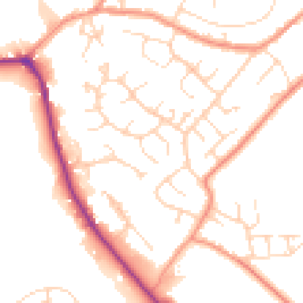 Daytime road noise heatmap for SK13 2EB