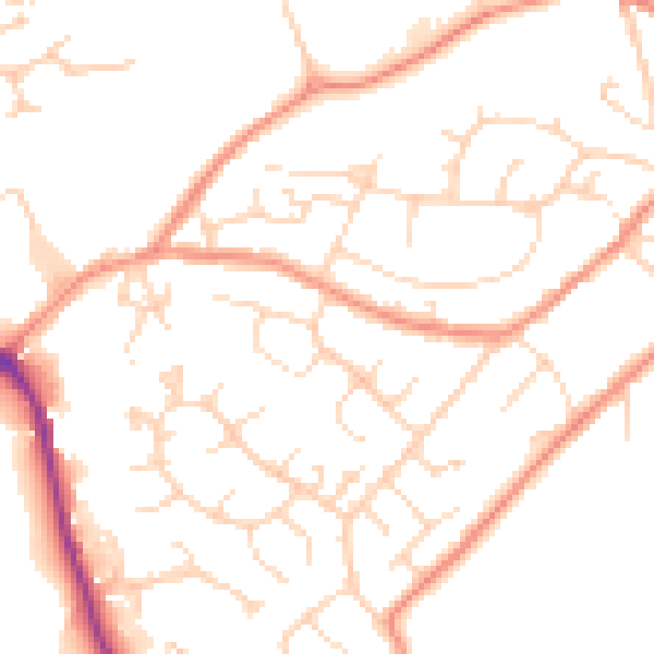 Daytime road noise heatmap for SK13 2ES