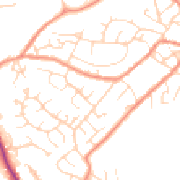 Daytime road noise heatmap for SK13 2EX