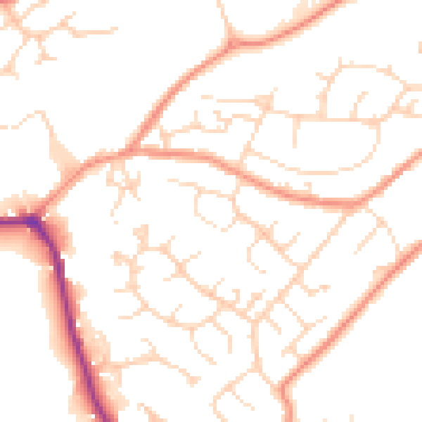 Daytime road noise heatmap for SK13 2EZ