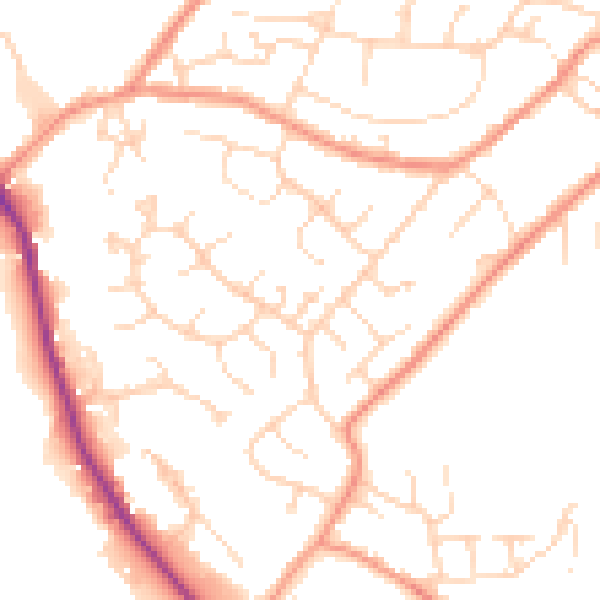Daytime road noise heatmap for SK13 2FG
