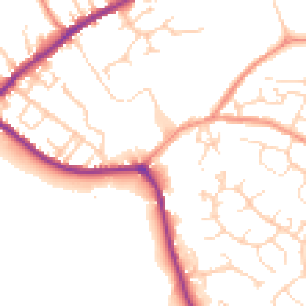 Daytime road noise heatmap for SK13 2NR