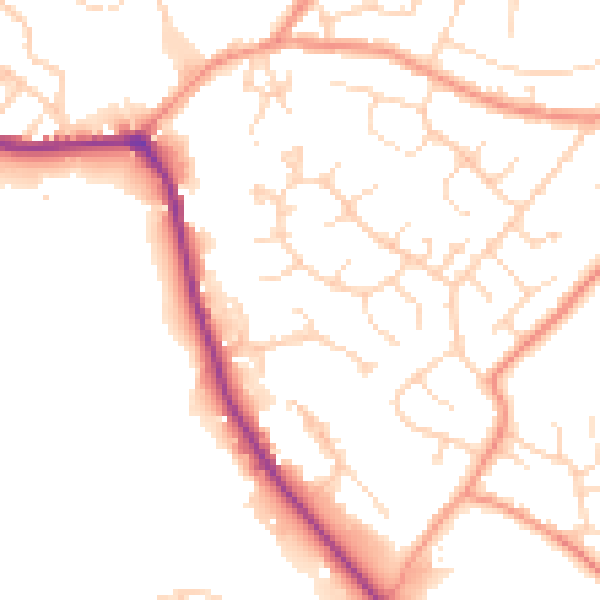 Daytime road noise heatmap for SK13 2RD