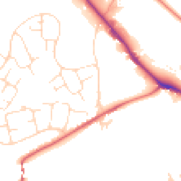 Daytime road noise heatmap for SK13 6EH