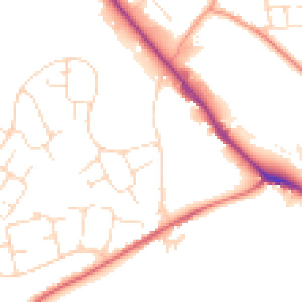 Daytime road noise heatmap for SK13 6EW