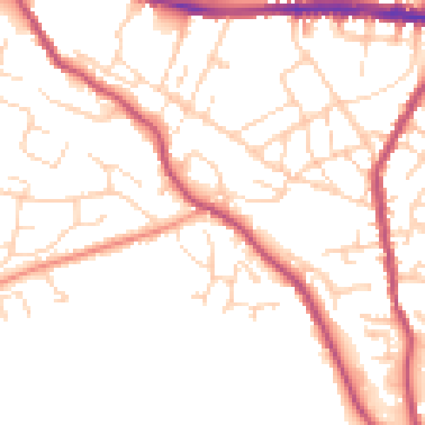 Daytime road noise heatmap for SK13 6LL