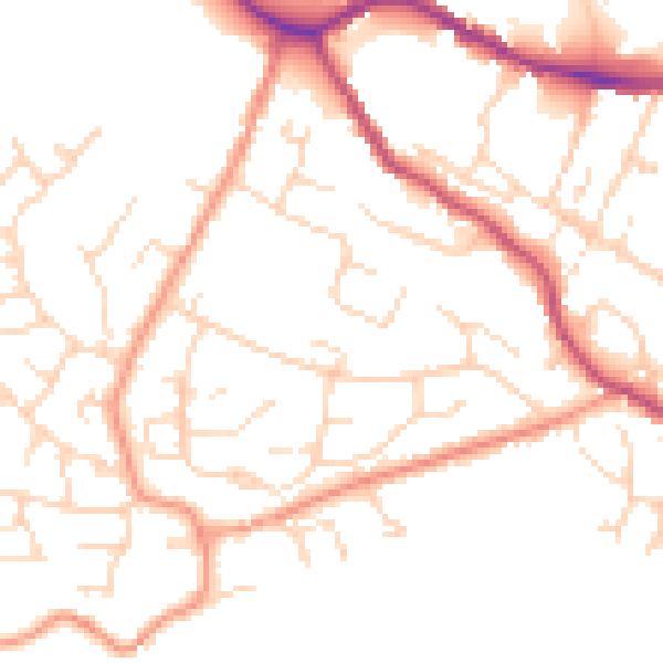 Daytime road noise heatmap for SK13 6NL