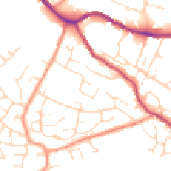 Daytime road noise heatmap for SK13 6PE