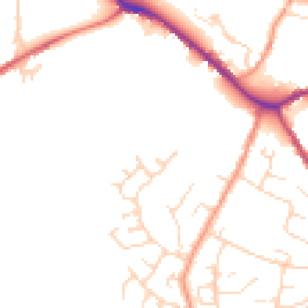 Daytime road noise heatmap for SK13 6QF