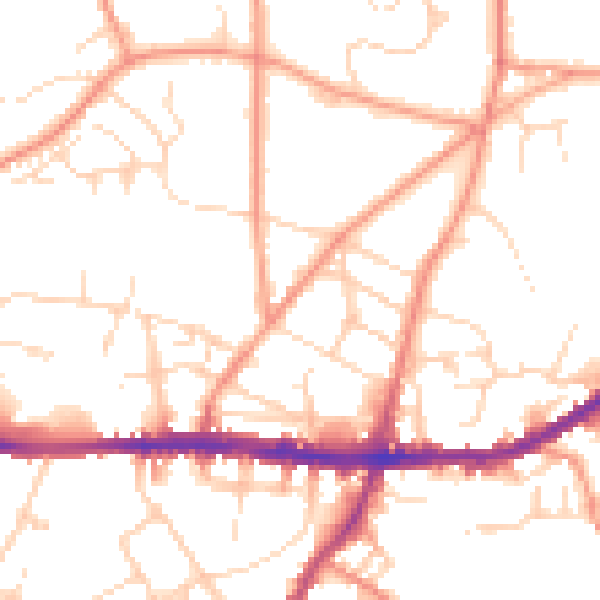 Daytime road noise heatmap for SK13 7AR