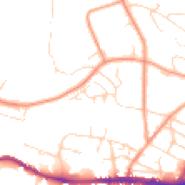 Daytime road noise heatmap for SK13 7BL